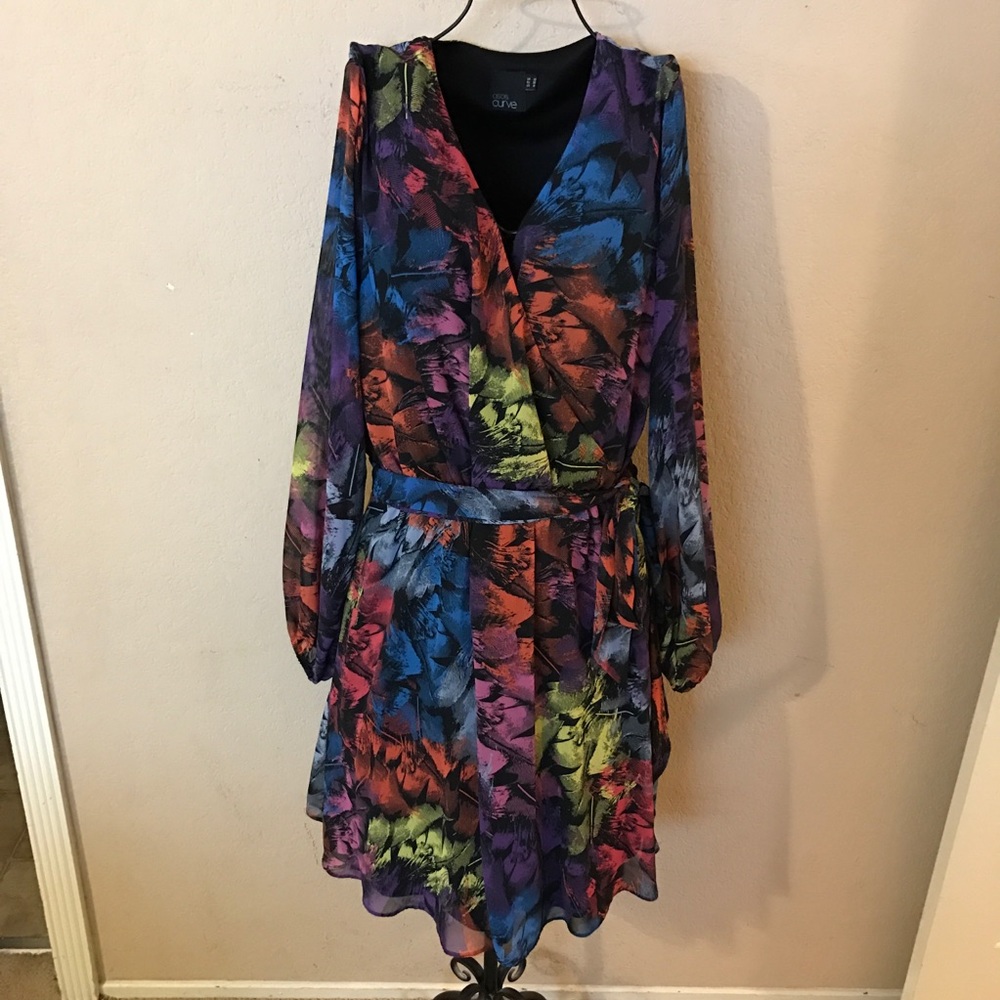 🎉Pretty asos curve colorful dress size 18 look🎉